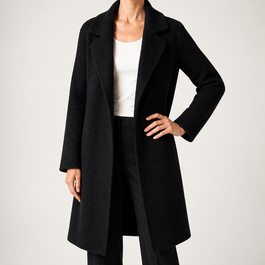 Pippa | Womens Cardigan Knitted Longline Open Front Sweater, Black