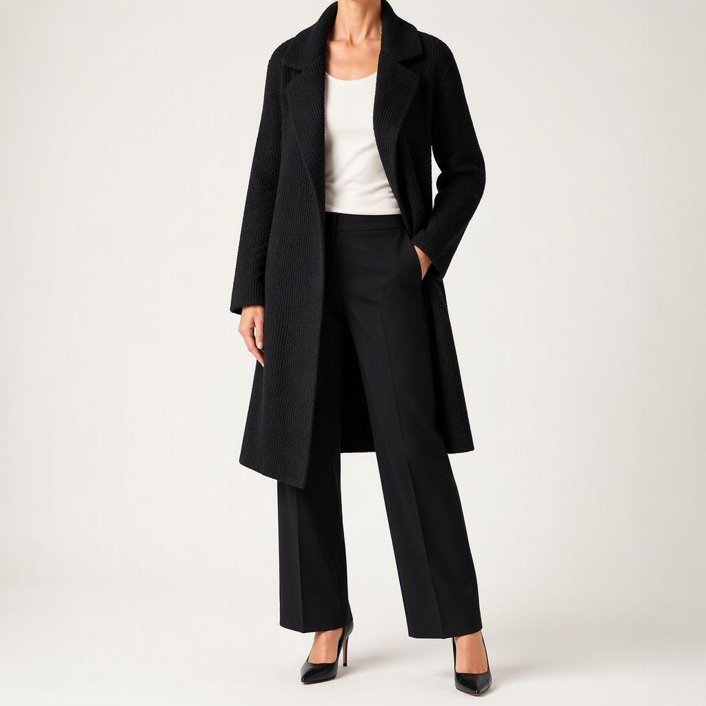 Pippa | Womens Cardigan Knitted Longline Open Front Sweater, Black