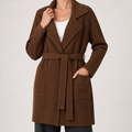 Pippa | Womens Cardigan Knitted Longline Open Front Sweater, Dark Brown