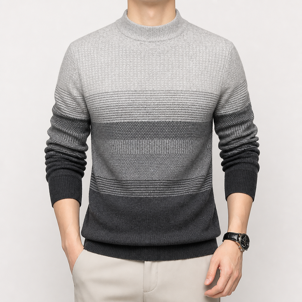 Preston | Mens Knitted Wool Thick Round Neck Warm Jumper, Grey