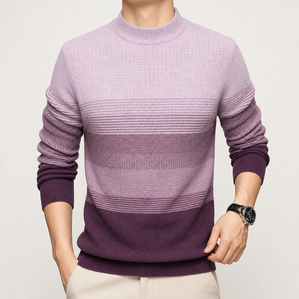 Preston | Mens Knitted Wool Thick Round Neck Warm Jumper, Orchid