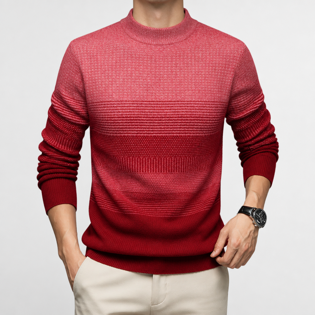 Preston | Mens Knitted Wool Thick Round Neck Warm Jumper, Red