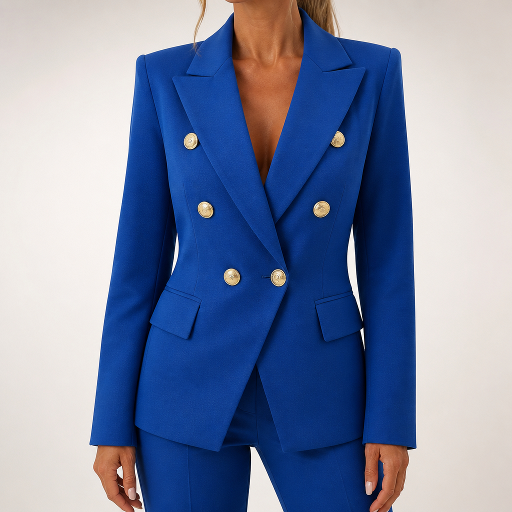 Priscilla | Womens Blazer Jacket Slim Fit Casual Padded Outerwear, Blue