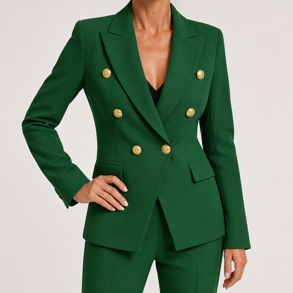 Priscilla | Womens Blazer Jacket Slim Fit Casual Padded Outerwear, Green