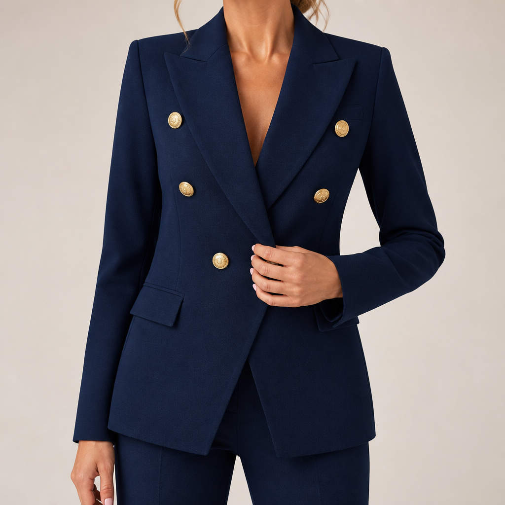 Priscilla | Womens Blazer Jacket Slim Fit Casual Padded Outerwear, Navy Blue