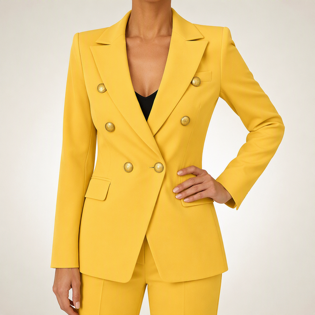 Priscilla | Womens Blazer Jacket Slim Fit Casual Padded Outerwear, Yellow