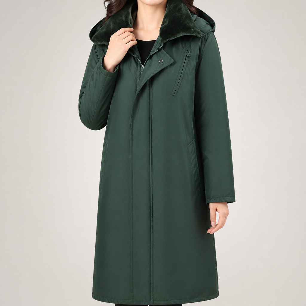 Priya | Womens Parka Coat Longline Waterproof Padded Warm Winter Coat, Army Green