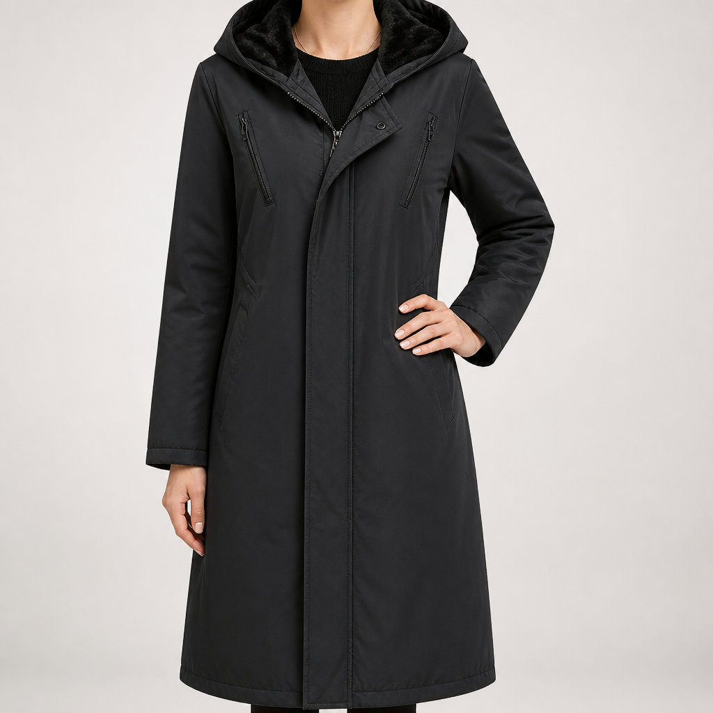 Priya | Womens Parka Coat Longline Waterproof Padded Warm Winter Coat, Black