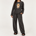 Priya | Womens Fleece Pyjamas Warm Winter Loungewear Set, Grey
