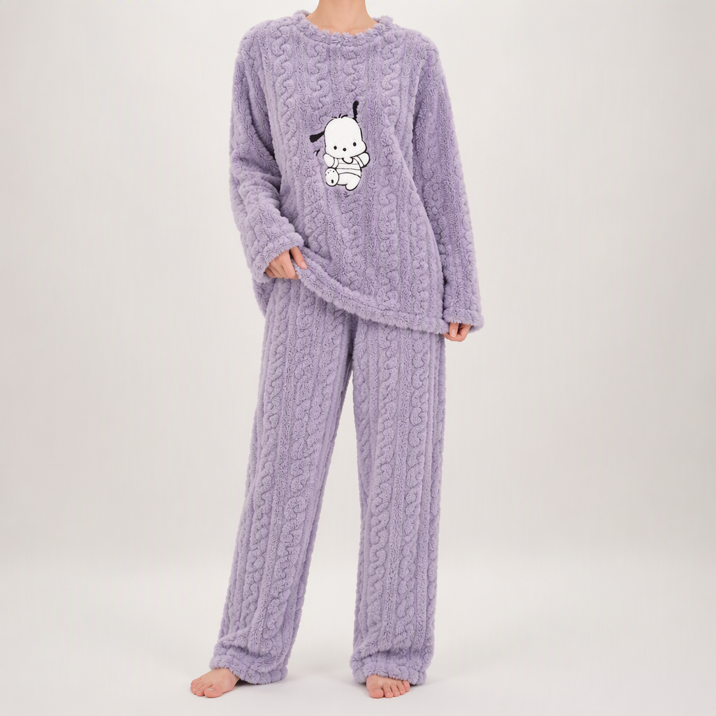 Priya | Womens Fleece Pyjamas Warm Winter Loungewear Set, Purple 3