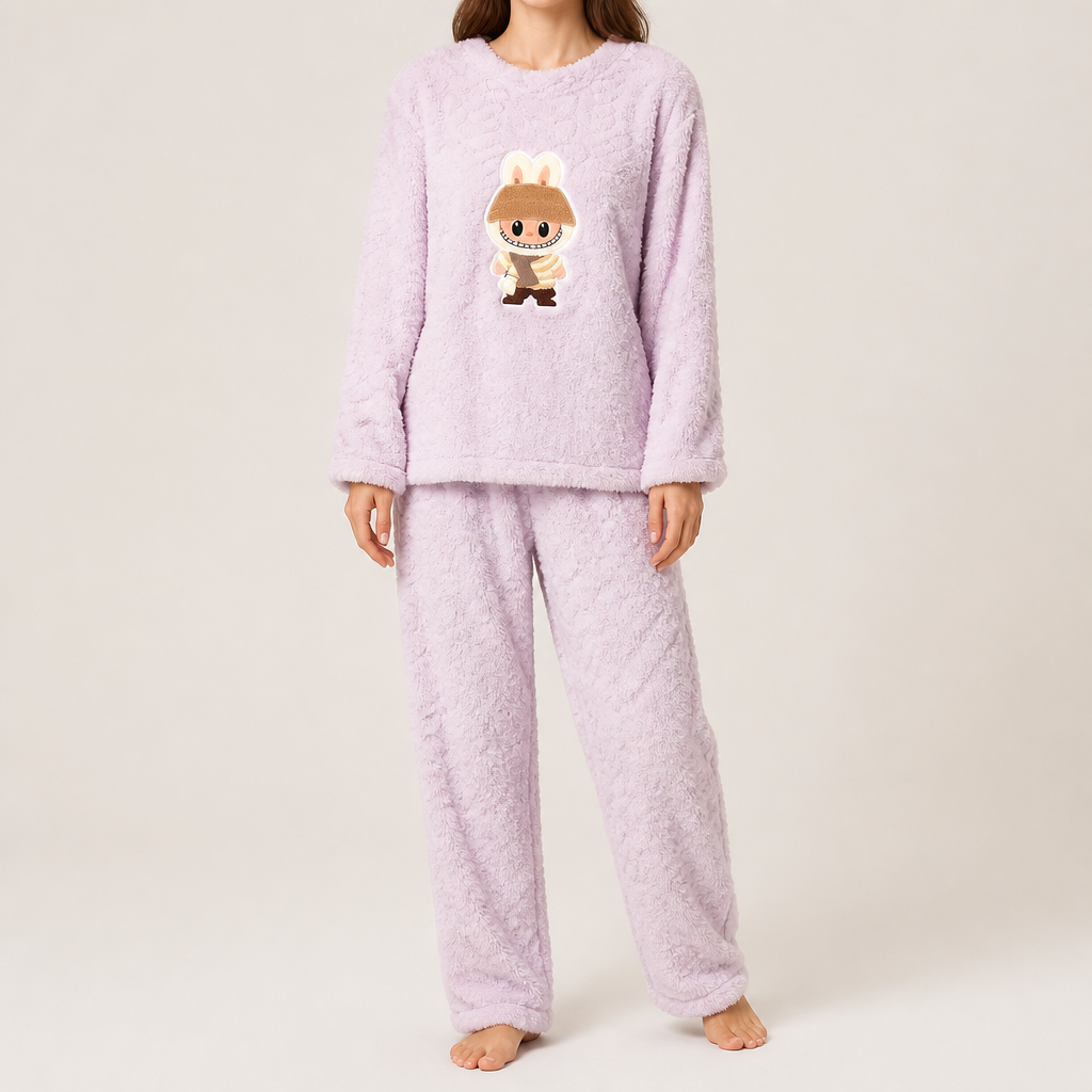 Priya | Womens Fleece Pyjamas Warm Winter Loungewear Set, Purple