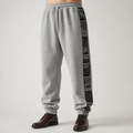 Quill | Mens Corduroy Straight Casual Loose Patchwork Trousers, Light Grey