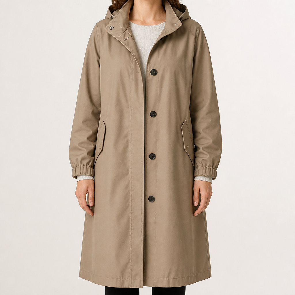 Quinlan | Womens Trench Windbreaker British Mid Length Jacket, Khaki