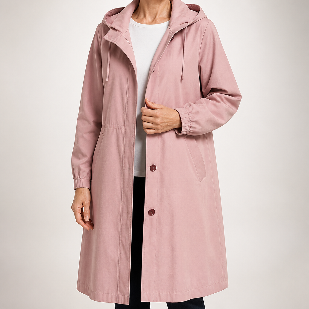 Quinlan | Womens Trench Windbreaker British Mid Length Jacket, Pink