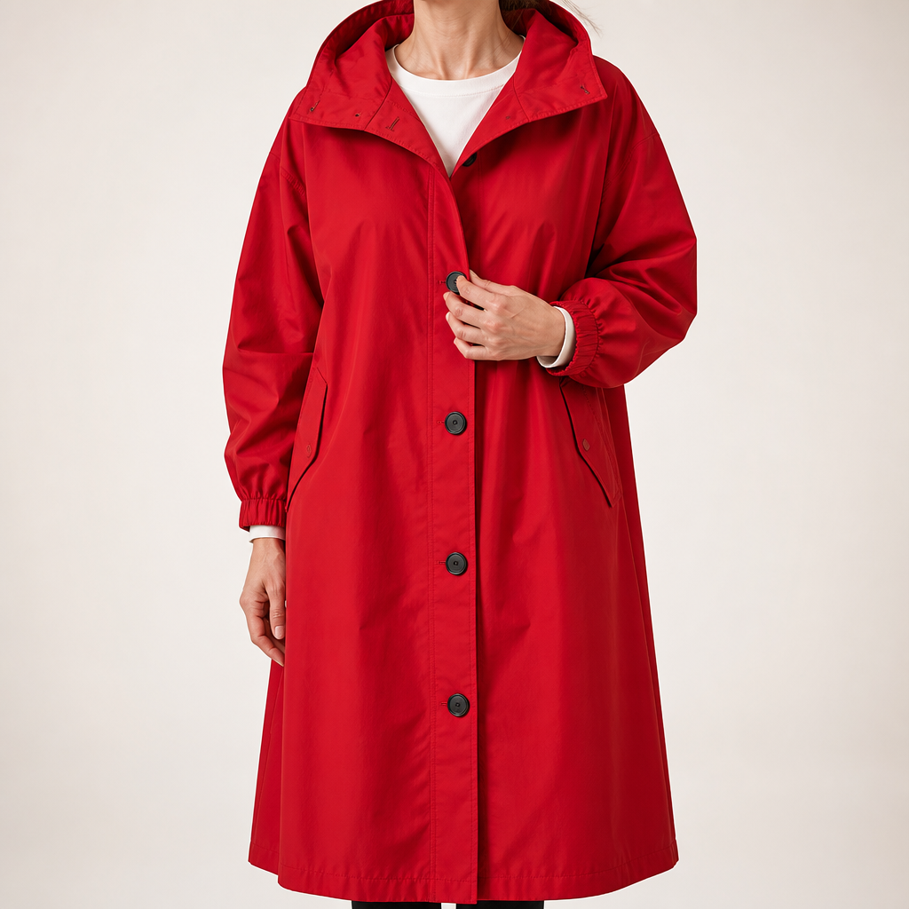 Quinlan | Womens Trench Windbreaker British Mid Length Jacket, Red
