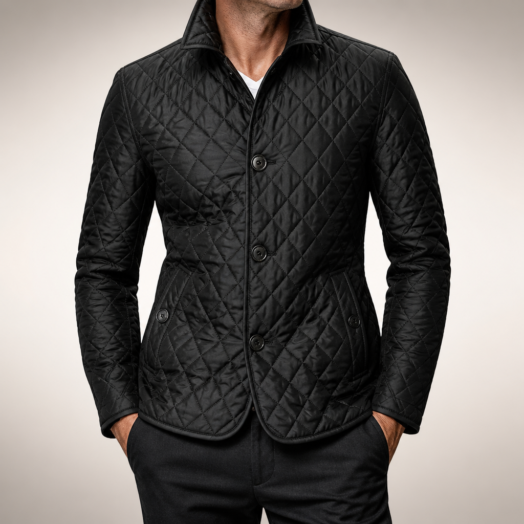 Ramsey | Mens Padded Warm Slim Fit Lapel Winter Jacket, Black