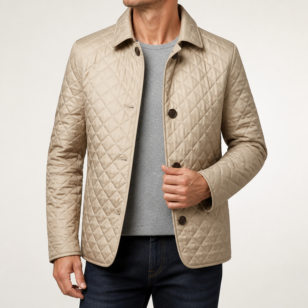 Ramsey | Mens Padded Warm Slim Fit Lapel Winter Jacket, Khaki