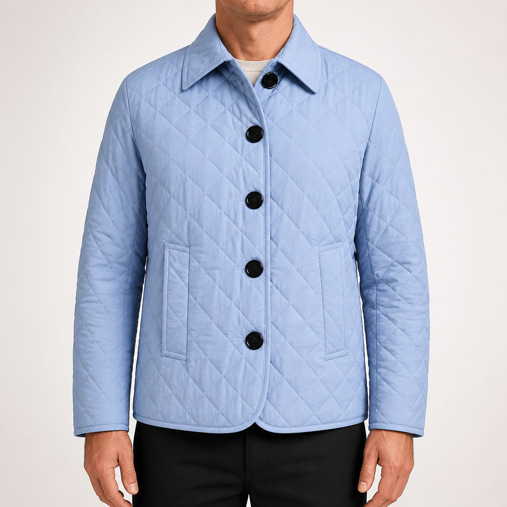 Ramsey | Mens Padded Warm Slim Fit Lapel Winter Jacket, Light Blue