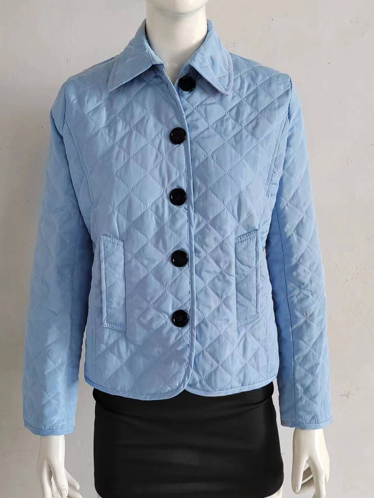 Ramsey | Mens Padded Warm Slim Fit Lapel Winter Jacket - Light Blue