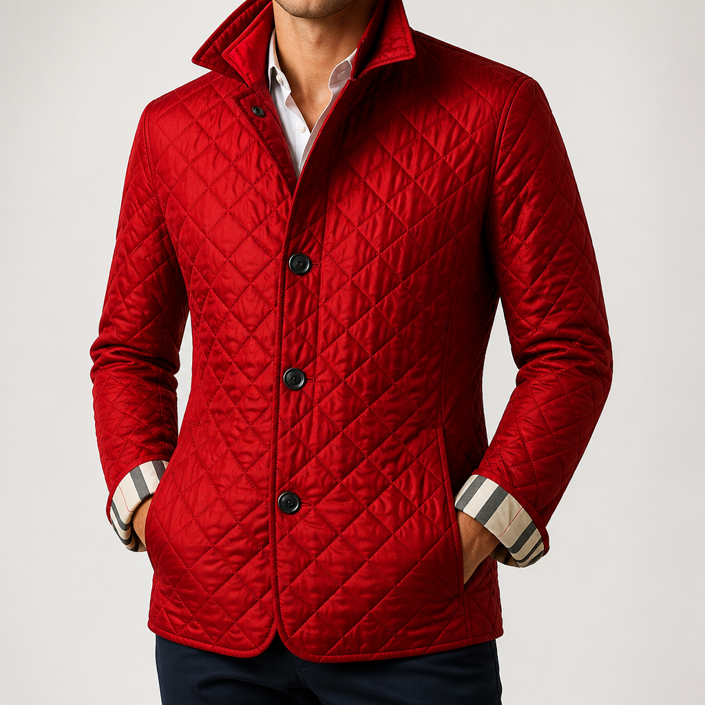 Ramsey | Mens Padded Warm Slim Fit Lapel Winter Jacket, Red