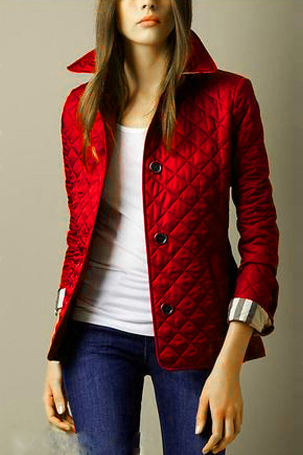 Ramsey | Mens Padded Warm Slim Fit Lapel Winter Jacket - Red