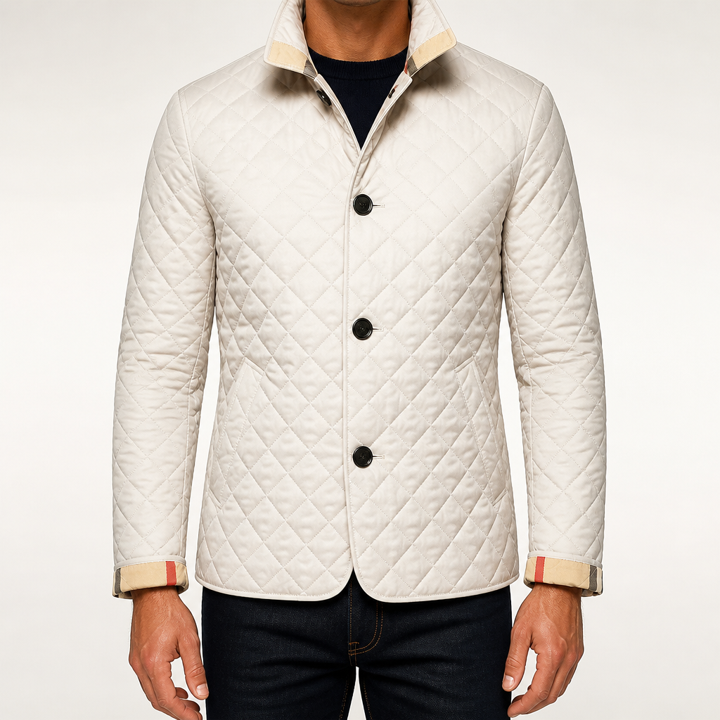 Ramsey | Mens Padded Warm Slim Fit Lapel Winter Jacket, Rice White