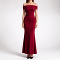 Reggie | Womens Bodycon Dress Short Sleeve Gradient Off Shoulder Long Dress, Crimson