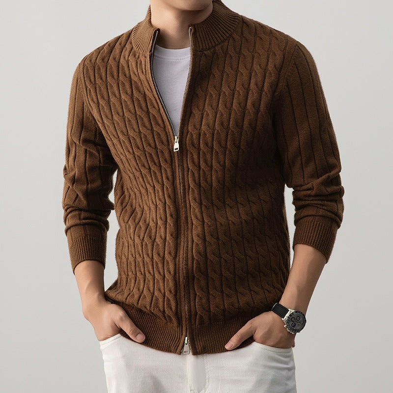 Reginald | Mens Jacquard Knit Cardigan Heavyweight Thick Jumper Jacket - 1
