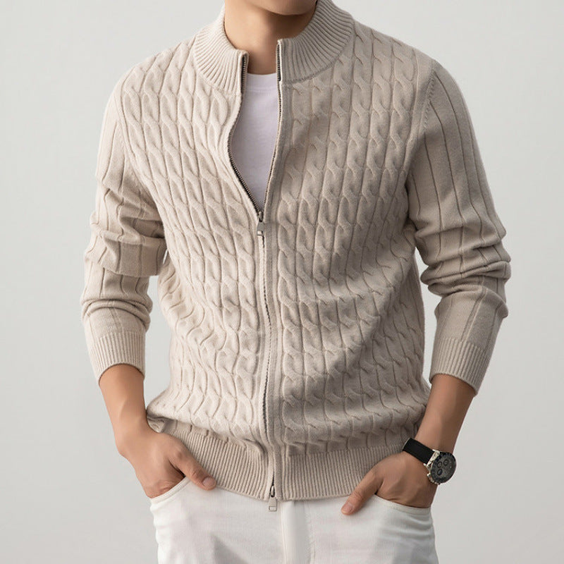 Reginald | Mens Jacquard Knit Cardigan Heavyweight Thick Jumper Jacket - 4