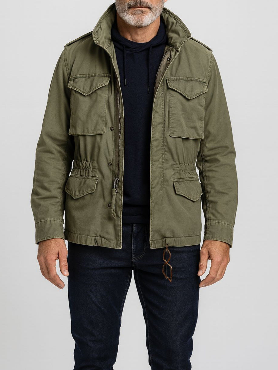 Reid | Mens M65 Multi Pocket Field Jacket - Army Green