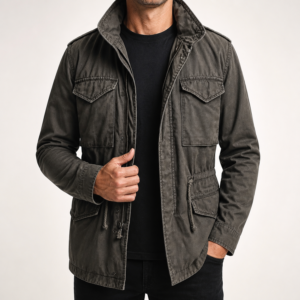 Reid | Mens M65 Multi Pocket Field Utility Jacket, Black