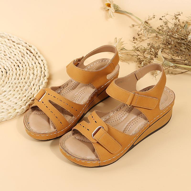 Renata | Womens Round Toe Cut Out Wedge Comfort Sandals - 3