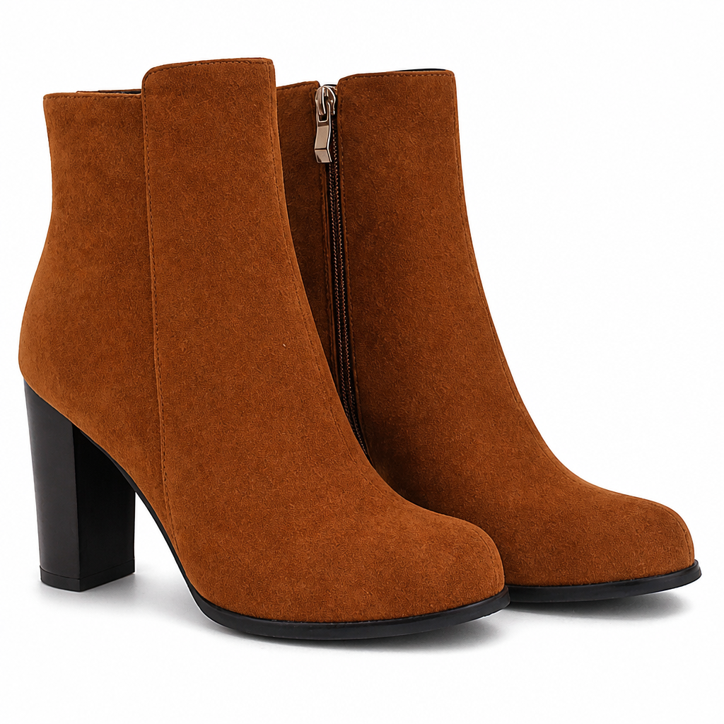 Elspeth | Womens Round Toe Chunky Heel Winter Ankle Boots Yellow packshot
