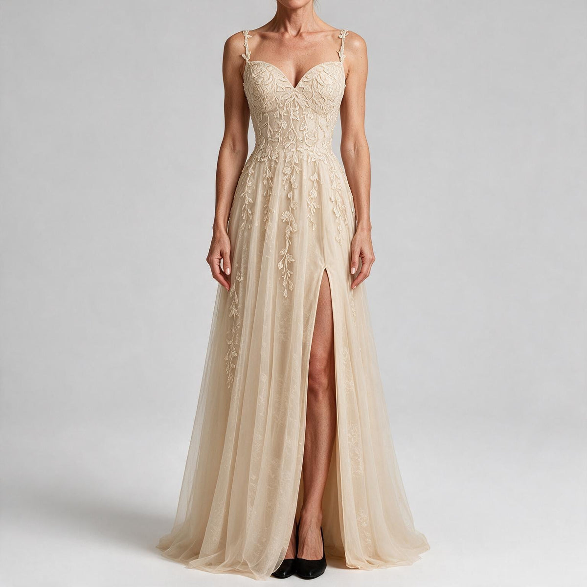 Genevieve | Womens Prom Formal Evening Gown Maxi Wedding Guest Cocktail Dresses Champagne
