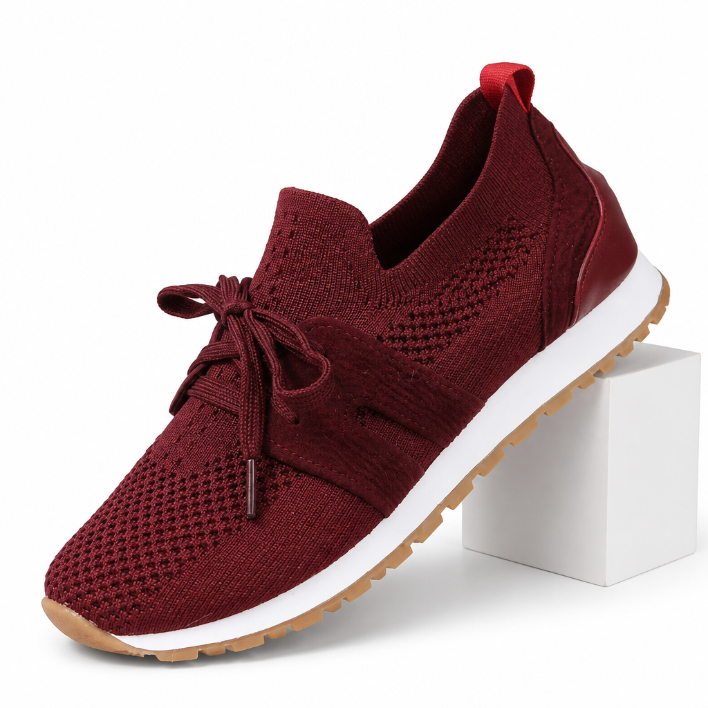 Ottilie | Womens Trainers Chunky Platform Knit Mesh Casual Shoes Red packshot