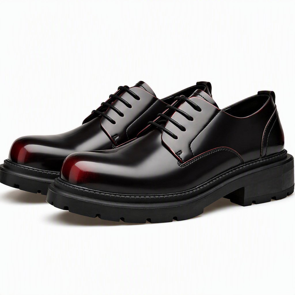 Quentin | Mens Chelsea Boots Fleece Lined Ankle Platform Winter Boots Red 3 packshot