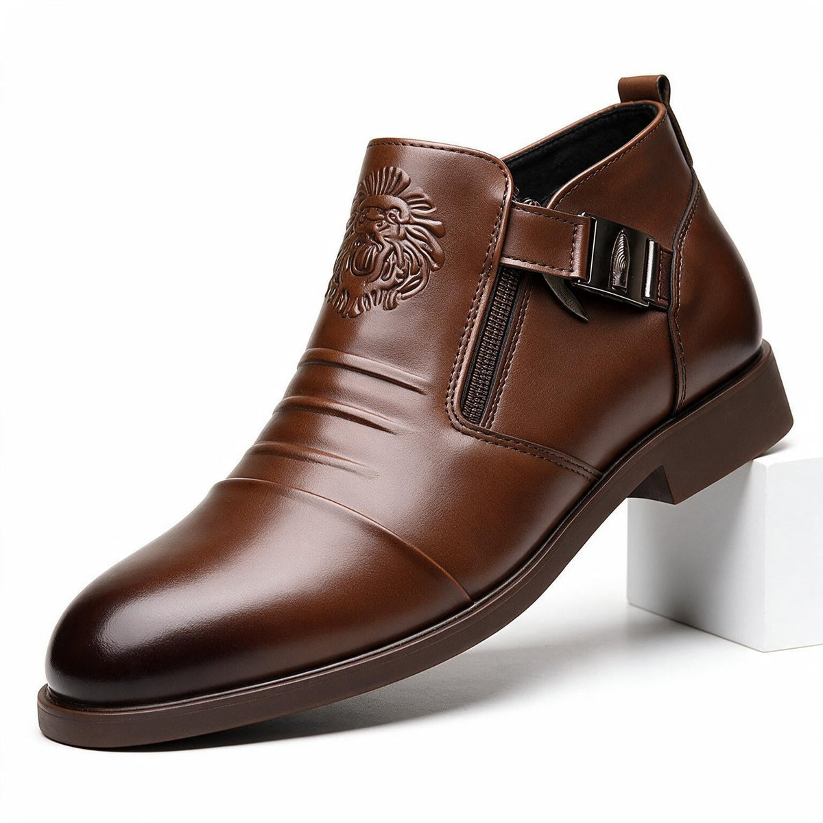 Archer | Mens Business Casual Pointed Leather Formal Shoes Brown packshot