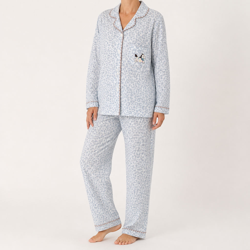 Beatrix | Womens Long Sleeve Cotton Pyjama Set Loungewear, Blue