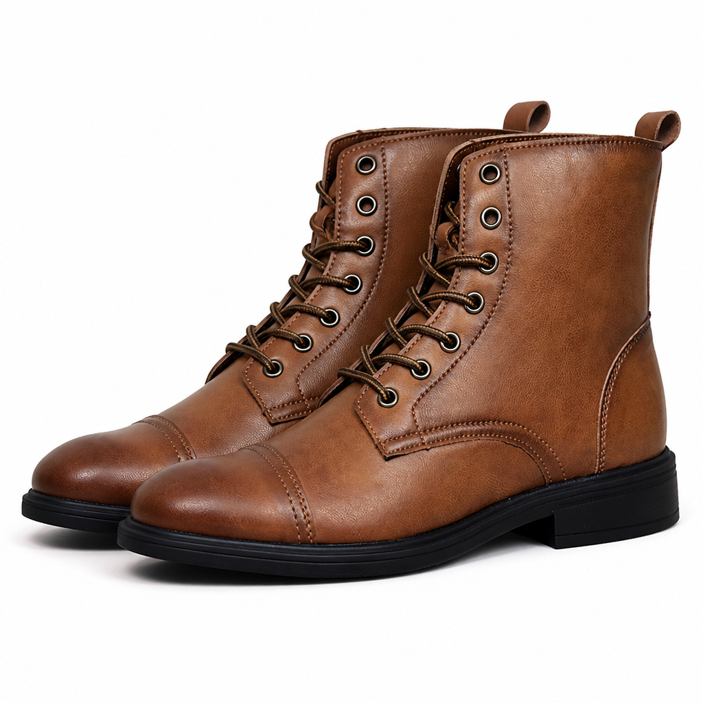 Merrick | Mens Leather Lace Up Autumn Winter Ankle Boots Light Brown 2 packshot