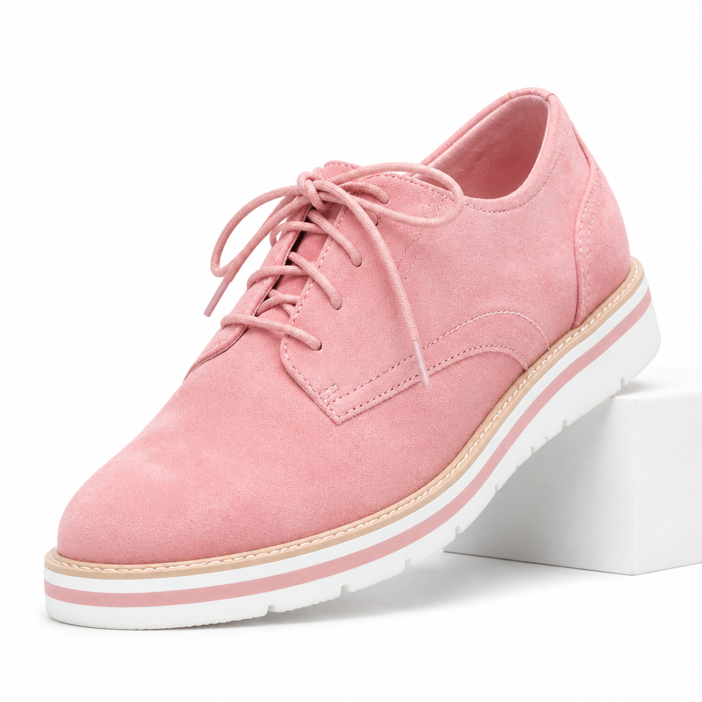 Noor | Womens Brogues Lace Up Flat Leather Shoes Loafers Oxford Pink packshot