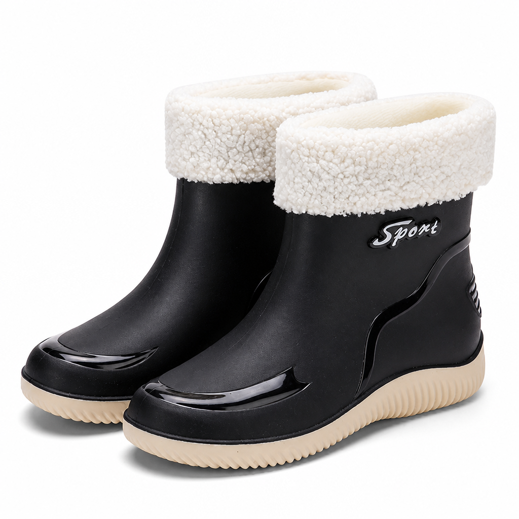 Esme | Womens Wellington Boots Waterproof Non Slip Mid Calf Rain Boots Black 2 packshot