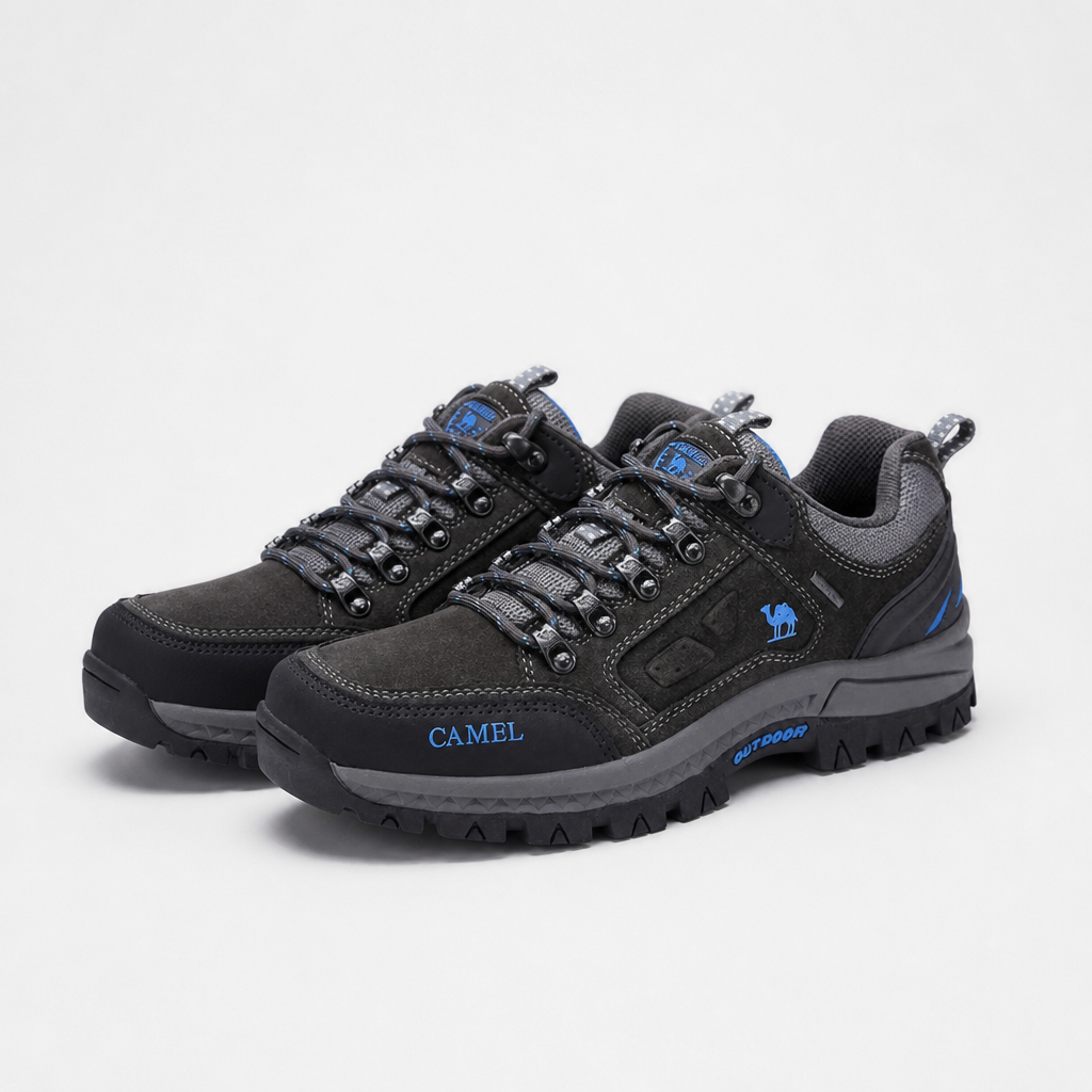 Duncan | Mens Waterproof Leather Walking Hiking Shoes, Grey