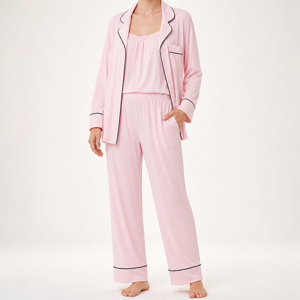 Rosalind | Womens Modal Pyjamas Long Sleeve Loungewear Set, Pink