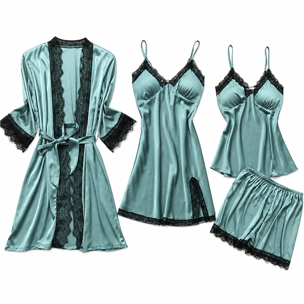 Rosalind | Womens Satin Cami Pyjama Set, Teal