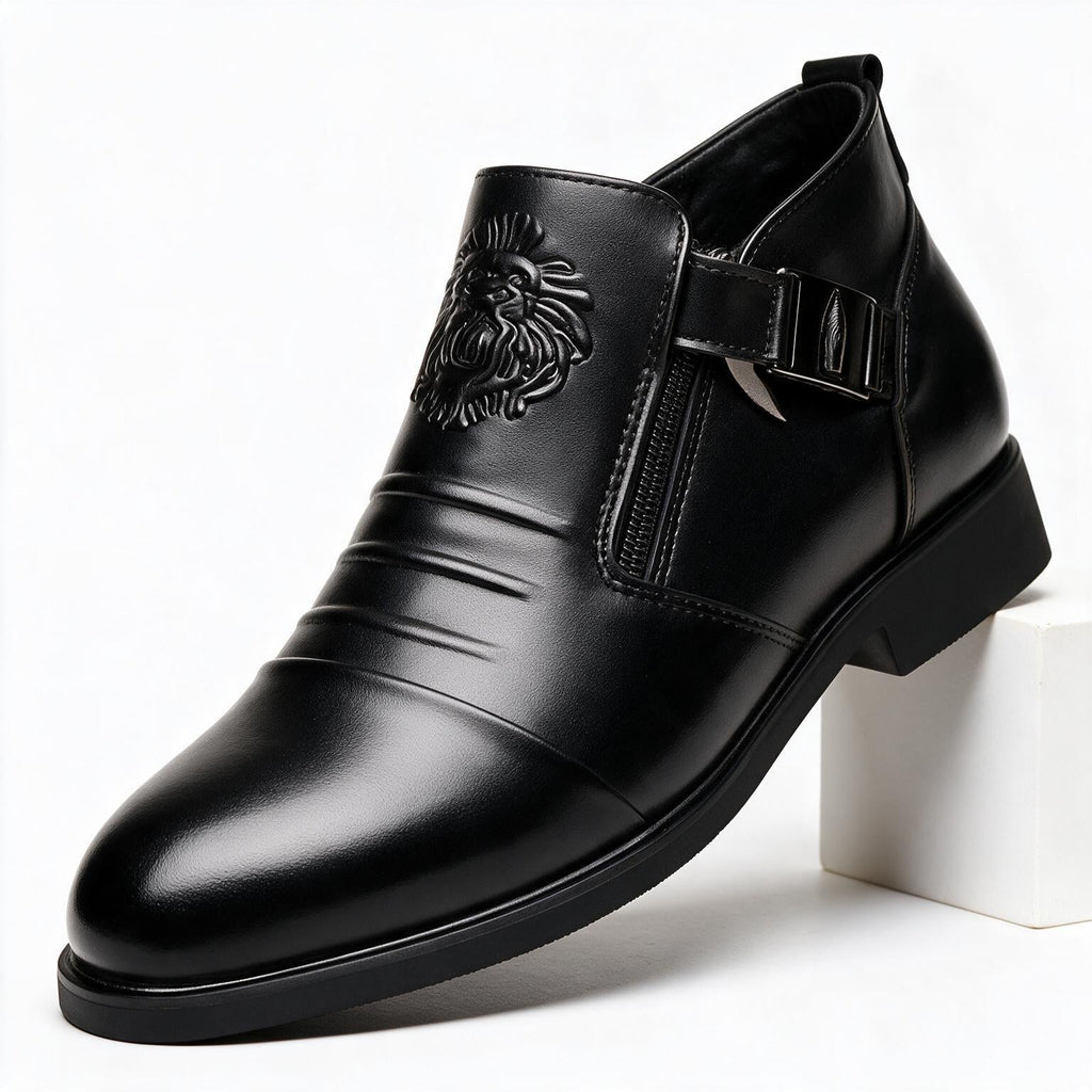 Archer | Mens Business Casual Pointed Leather Formal Shoes Black 2 packshot
