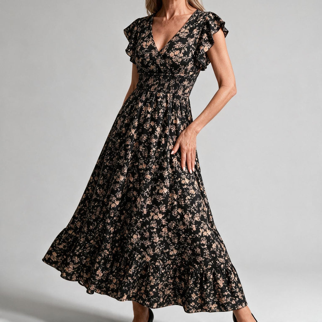 Willa | Womens Wedding Guest Floral Maxi A-Line Summer Dress