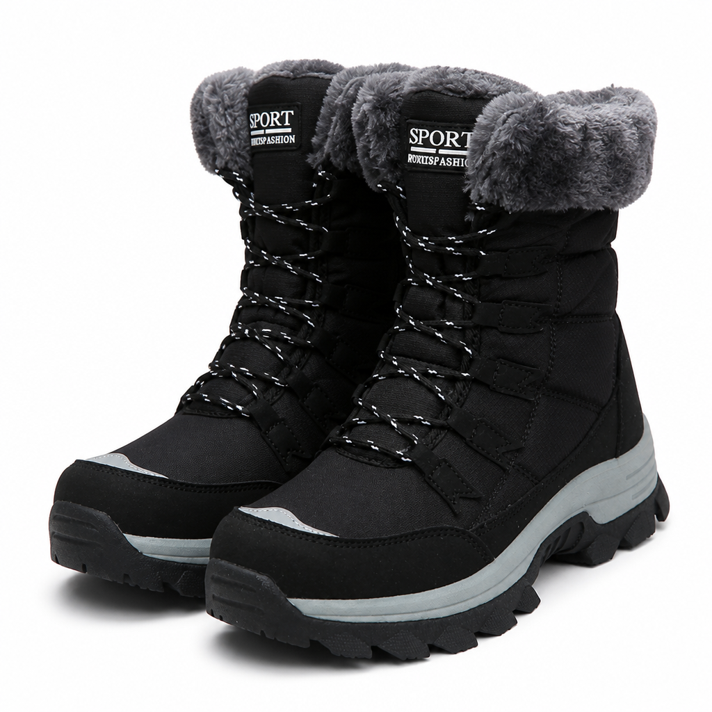 Cyrus | Womens Snow Boots Fleece Lined Warm Winter Ankle Boots Black packshot