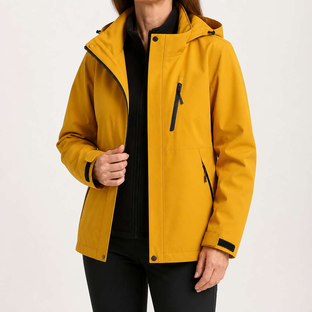 Imogen | Womens 3 In 1 Waterproof Hooded Softshell Jacket, Sunflower Yellow