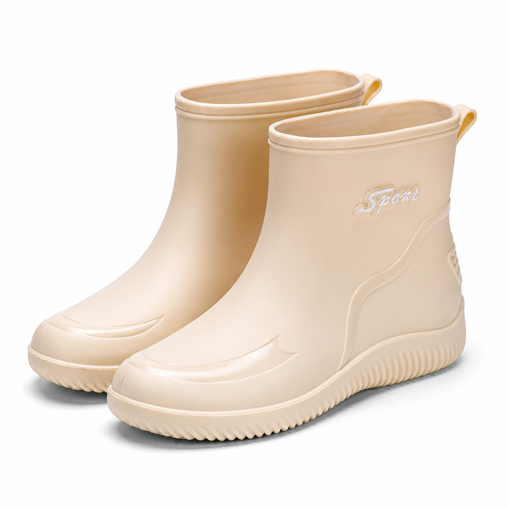 Esme | Womens Wellington Boots Waterproof Non Slip Mid Calf Rain Boots Apricot 4 packshot