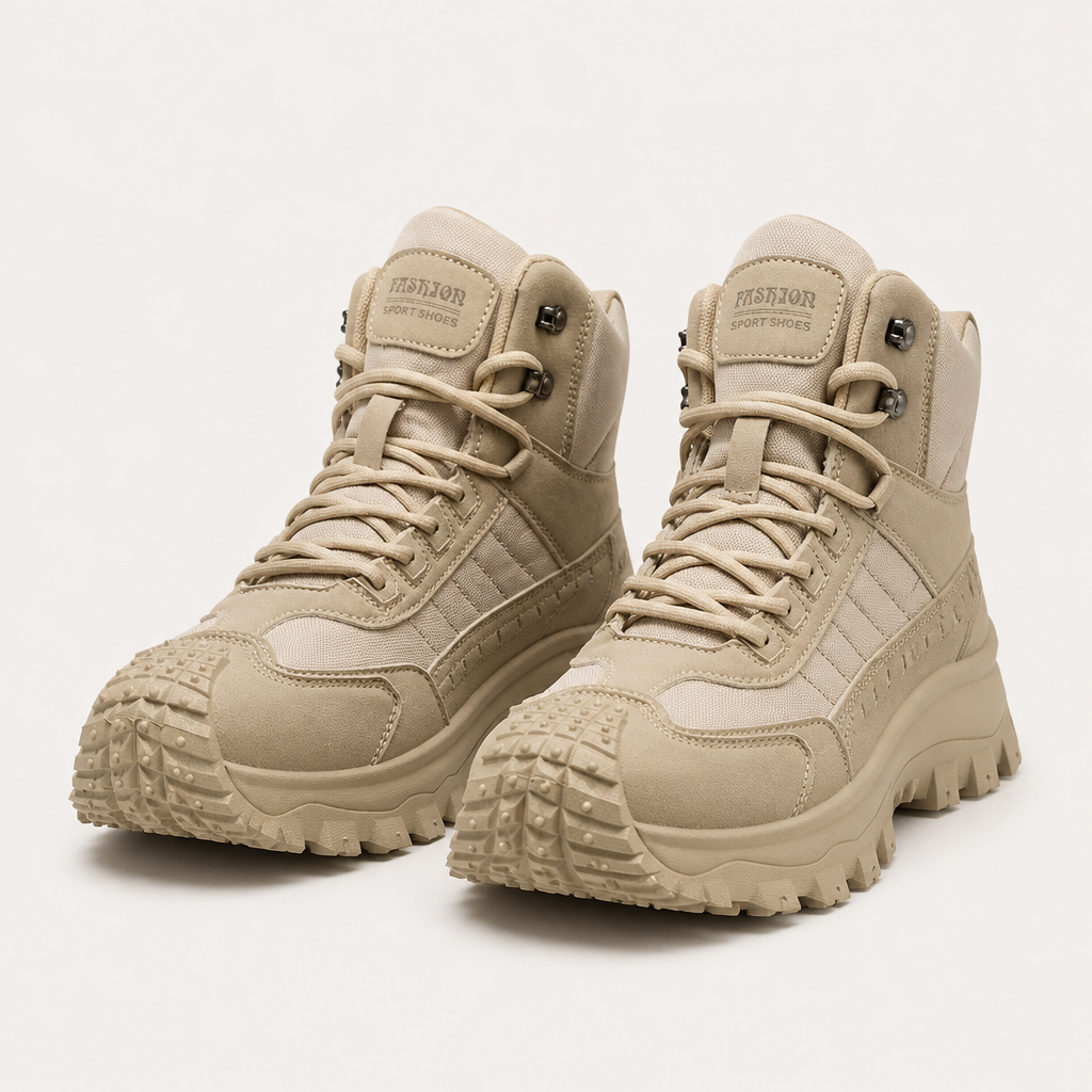 Bennett | Mens Lace Up Tactical Hiking Boots, Khaki 3
